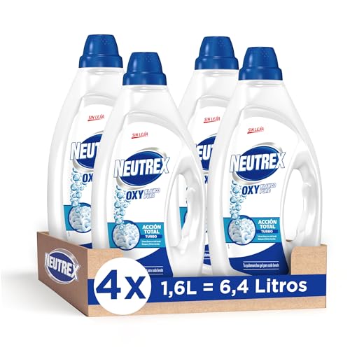 Neutrex Oxy Quitamanchas Líquido Sin Lejía para la ropa Blanco Puro - 1600 ml (Paquete de 4)