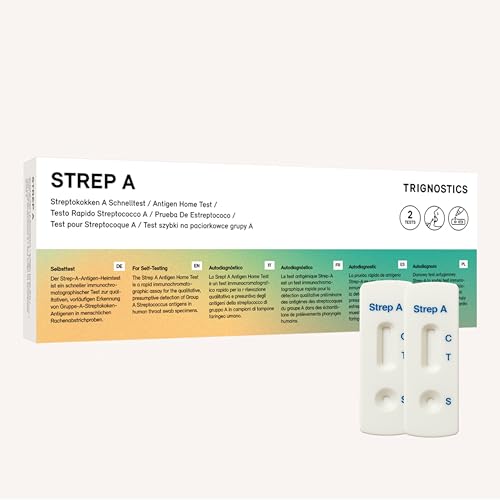 2x TRIGNOSTICS Streptokokken A Selbsttest – Step A Test - Heimtest | Zuverlässiger Schnelltest für zuhause | Ergebnis in nur 5 Minuten