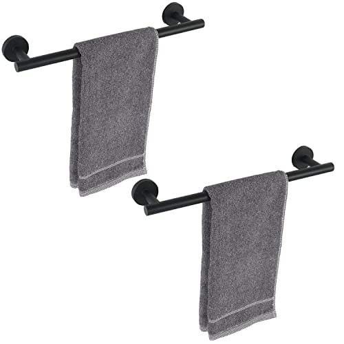 TocTen Bath Towel Bar - 2 Pack Thicken SUS304 Stainless Steel Towel Rack for Bathroom, Bathroom Hardware Accessories Towel Rod Heavy Duty Wall Mounted Towel Holder (16 Inch, Matte Black) by TocTen - Used condition - US$21.87