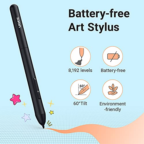 Ugee S1060W Wireless Graphic Drawing Tablet, 10X6.27 Digital Art Pen Tablet With 12 Shortcut Keys,Battery-Free Pen 8192 Pressure Compatible With Android, Windows, Mac Os, Chrome Os,Linux #TOP4