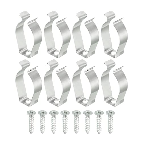 Image of MECCANIXITY T8 Clips Bracket Hanger Fluorescent Tube Light Fixture Holder U Shape Clamps with Screws for LED Bulbs Ceiling Lamp, Steel Pack of 8