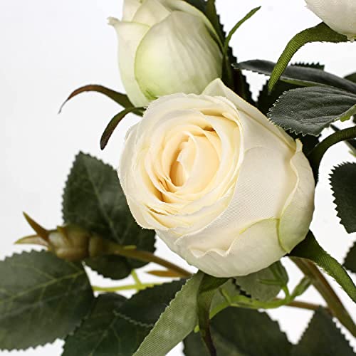 Briful Artificial Roses Fake Flowers 3 Packs Artificial Flowers Rose Buds Long Stem - Image 3