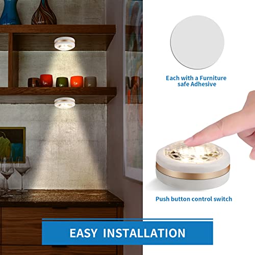 Leastyle Wireless Led Puck Lights With Remote Control 6 Pack, Led Under Cabinet Lighting,Puck Lights Battery Operated, Closet Light, Under Counter Lighting, Stick On Lights (6 Pack Natural White) #TOP4