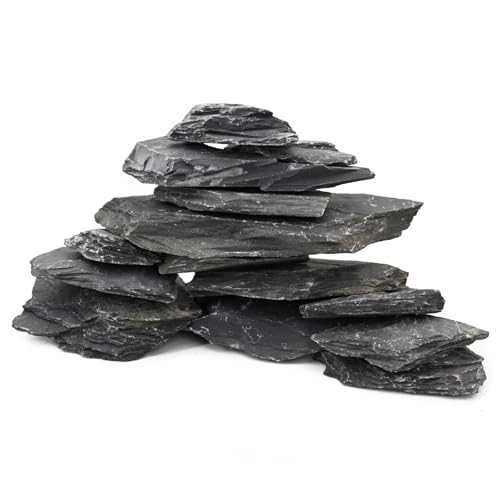 Unocho Aquarium Steine 2,25kg Natur Schieferstein für Aquascaping Reptilien Sonnenplätze Terrarium Vivarium Paludarium Bonsai Miniatur Feengarten(5-10 cm)