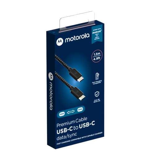 Motorola, Cabo de Dados Premium 1,5 Metros USB-C - USB-C, Preto