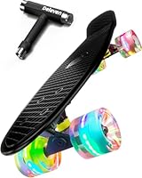 Deleven Skateboard mit LED Rollen, Skate Tool und ABEC 7 Lager - Kinder Erwachsene Anfänger - 56 cm