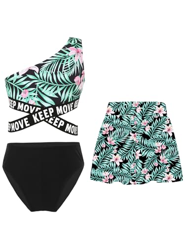 Alvivi Girls' Swimsuit, Swimwear, 3-Piece Floral Print Bikini Set with Skirt, Summer Beach Swimsuit, Swimwear, black, 122 cm-128 cm Alvivi Girls' Swimsuit, Swimwear, 3-Piece Floral Print Bikini Set with Skirt, Summer Beach Swimsuit, Swimwear, black, 122 cm-128 cm