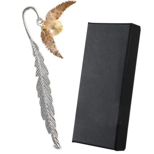 Wizard Bookmark Metal Bookmark with Gift Box Hanging Golden Snitch Book Charm Book Marks for Children Women Readers and Book Lovers