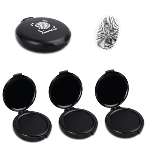 3PCS Tampons Encreurs Noir Séchage Rapide, Empreintes Digitales Professionnels Effaçables Doigts...