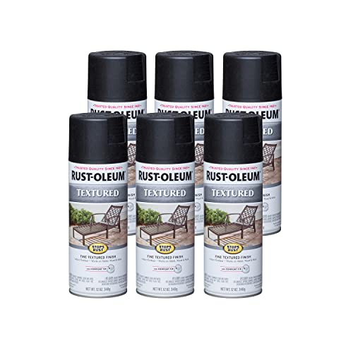 Image of Rust-Oleum Stops Rust Textured Spray Paint, Black | Rust Resistant | Indoor and Outdoor | Beautiful Finish on Metal, Wood & More | Comfort Tip | Any Angle Spray | 6 Pack