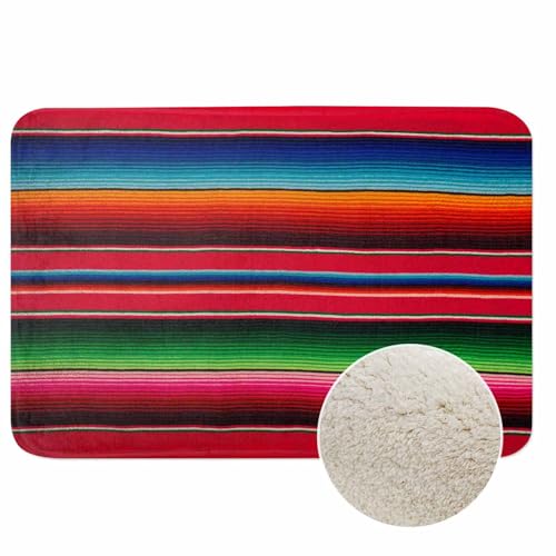 Lungtao Mexican Style Bath Mat for Bathroom Blankets Colorful Stripes