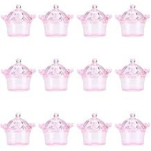 Crown Candy Box,12 Pcs Candy Boxes Transparent Crown Candy Box Plastic Fillable Storage Boxes for Candies Chocolates Dessert Gift Boxes for Wedding Birthday Party Pink