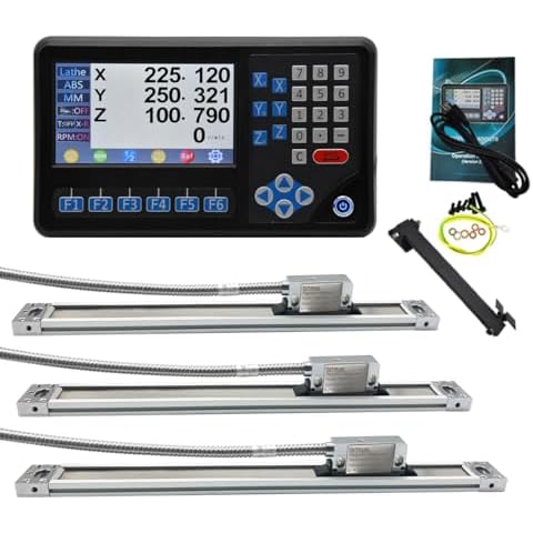 Ditron 3Axis LCD DRO Multi-function RPM Digital Readout Display,3pcs Magnetic scales EIA-422 Output IP67 DIY OEM Encoder Sensor for Lathe Milling Bridgeport Knee Mill (Customized trave size-1um) Cover