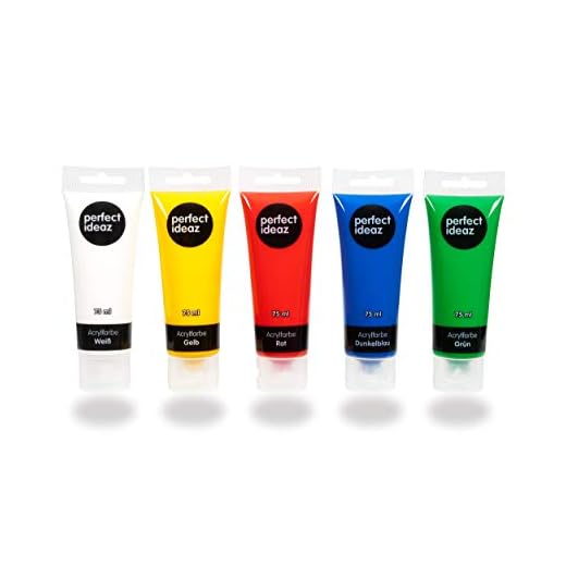 perfect ideaz 5 st. 75 ml akrylfärgset i flera färger, 5 olika färger, målarfärg i tub, hög färgpigmenthalt, Acrylic Paint högtäckande och snabbtorkande, perfekt för målning och teckning