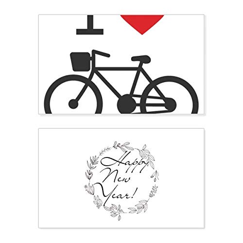 Tarjeta de Año Nuevo I Love Red Heart Bicycle para mensajes especiales