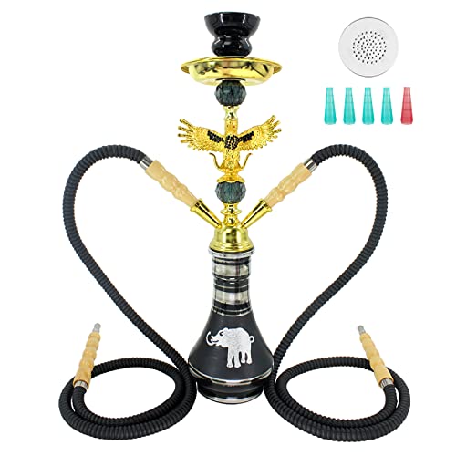 Hookah Set, Taeopieur 20 Hookah 2 Hoses Portable Shisha Hookah Kit with Everything - Coal Tongs, Tin Foils, Disposable Tips (Black) Hookah Set, Taeopieur 20" Hookah 2 Hoses Portable Shisha Hookah Kit with Everything - Coal Tongs, Tin Foils, Disposable Tips (Black)