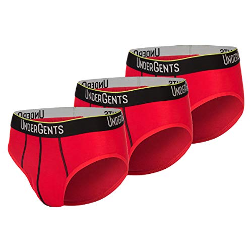 UnderGents 3-Pack Men's Brief Underwear with CloudSoft Cooling Air Modal Fabric (Comfort Underneath: Red Size 3XL)