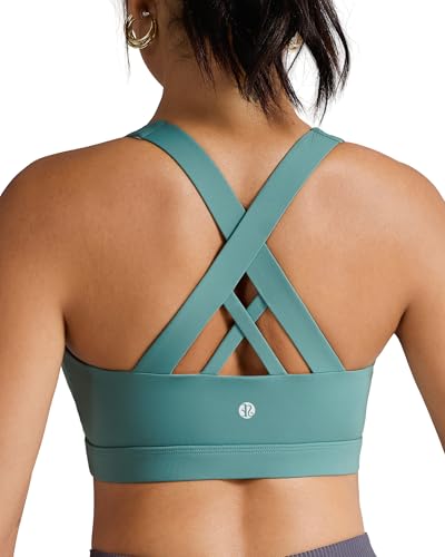 RUNNING GIRL Sports Bra for Women, Criss-Cross Back Padded Strappy Sports Bras Medium Support Yoga Bra with Removable Cups