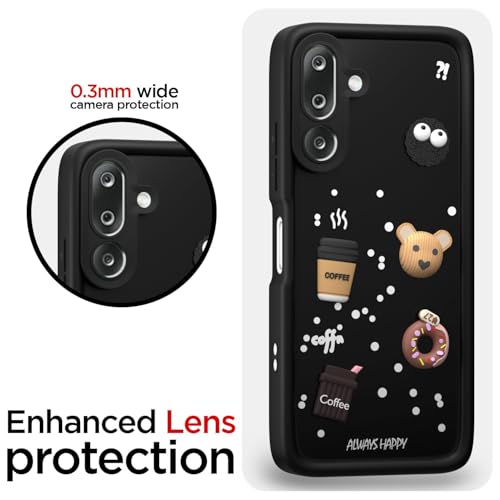 Image of Coverage Cute Fun Taddy| 3D Ball Bear| Donut| Coffee Rubber Case Full Body & Camera Protection Back Cover Compatible for Samsung Galaxy M36 5G - Black