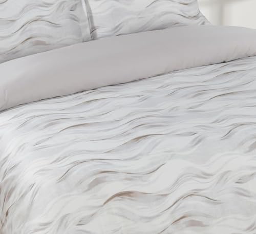Majestic Giftware Madison Linen 4 Pcs Full Size Duvet Bedding Set (BL511-F-4pcs) Woven Woods 300 TC 100% Cotton Sateen | 1 Fitted Sheet, 1 Duvet, 2 Pillowcases - Lux Collection