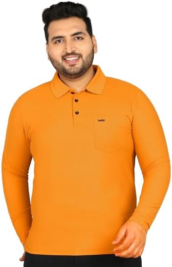 Plus Size Men's Solid Polo Neck Full Sleeve T-Shirts