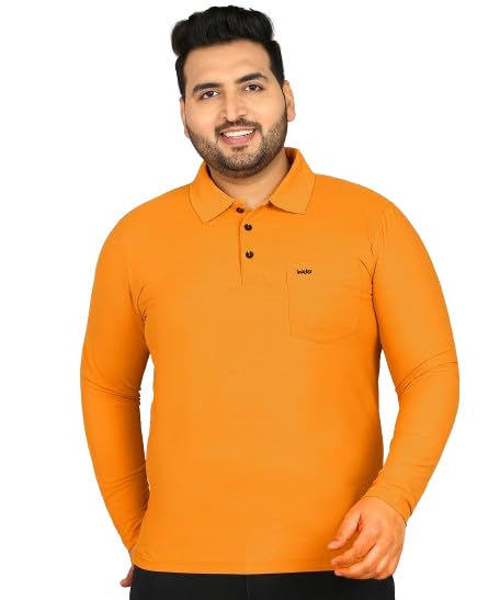 Image of INKKR Plus Size Men's Solid Polo Neck Full Sleeve T-Shirts