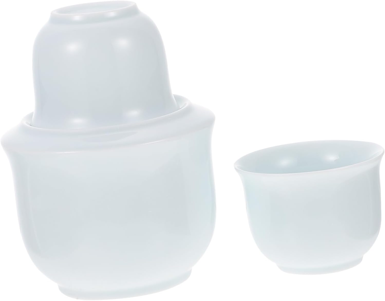 PRETYZOOM Ceramic Wine Warmer Set Traditional Chinese Style Pot and Cups Kiln Fired Design for Home Use and Entertaining Winter Liquor Warmer Kit with Glasses