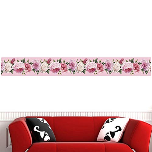 Healifty Wallpaper Border Peel Stick Floral Pattern Home Ceiling Decorative Border Wall Tile Borders For Bedroom Bathroom Kitchen Counter Top 15X300Cm #TOP7