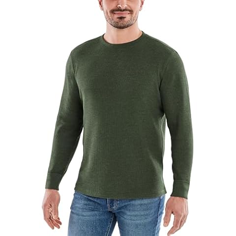 The American Outdoorsman Long-Sleeve Crew Neck Thermal Waffle Knit Shirt for Men (Forever Spruce Heather, Medium) Cover
