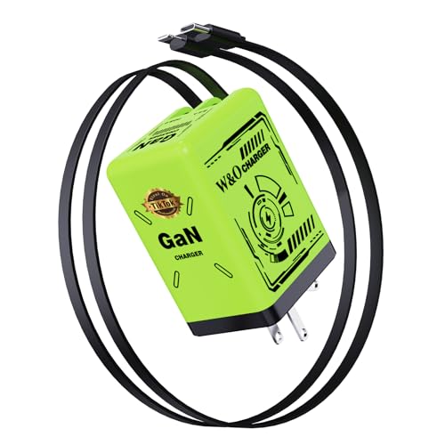 W & O 2-in-1 gan Compatible with Fast Charger Retractable Phone Charger with Cables 45W iPhone Charger Fast Charging Fast Charger for iPhone16/15/14/13 Series Galaxy S25/24 Android and MoreGreen