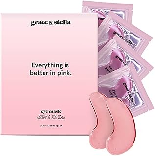 Under Eye Mask - Reduce Dark Circles, Puffy Eyes, Undereye Bags, Wrinkles - Gel Under Eye Patches, Vegan Cruelty-Free Self Care by grace and stella (24 Pairs, Pink)