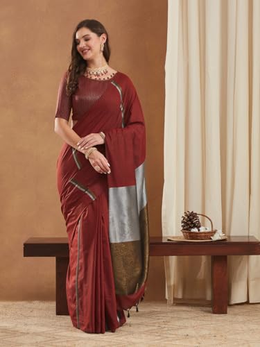 Image of Women's Banarasi Silk With Jacquard Print Saree With Blouse