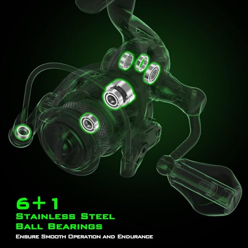 KastKing Zephyr Spinning Reel Green Size 500,Light to 5.6oz, 6+1BB Smooth Powerful Fishing Reel, Fresh&Saltwater Fishing Reel, Oversized Stainless Steel Main Shaft