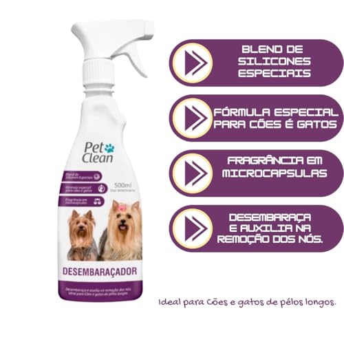 Kit de Cuidado com Pelos, Desembaraçador 500ml, Escova Dupla 21cm
