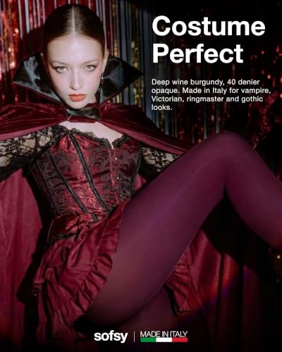 Image of sofsy Italian Rip-Resistant 40 Den Opaque Tights for Women