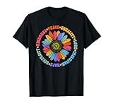 World Peace Supporter Sunflower Floral Outfit Kindness Peace Equality Love Hope Diversity Human Rights Black Floral Sunflower Pattern T-Shirt