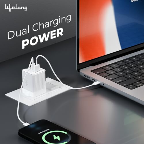 Image of Lifelong Electronics 45W Super Fast GaN Charger PD Technology | 1 USB A + 1 Type C Port | iPhone 17 /16 /15 /14 (Including Pro Max), Android, Samsung | Laptops - MacBook, Dell, HP, Lenovo, Acer, ASUS