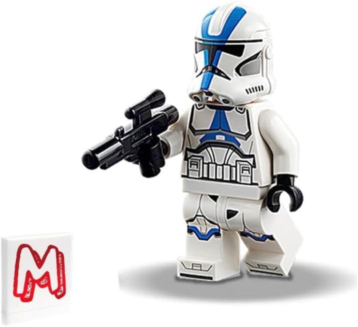 LEGO Star Wars The Clone Wars Minifigure - 501st Legion Clone Trooper with Blaster and Minifigureland Tile (75280) 4 Pack - Image 2