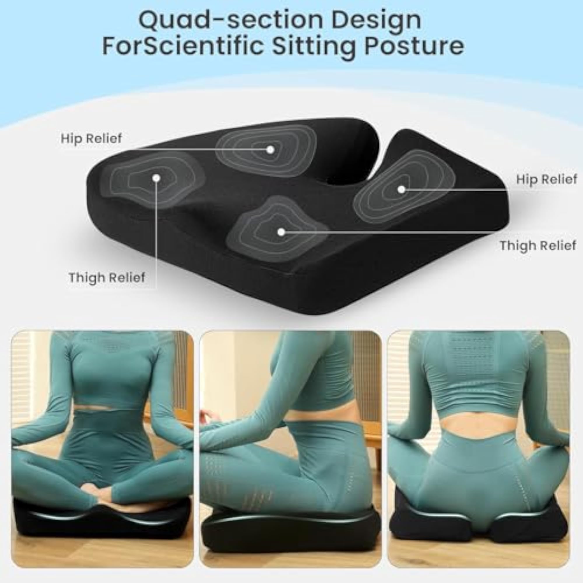 Extra Large Orthopedic Memory Foam Coccyx Seat Cushion