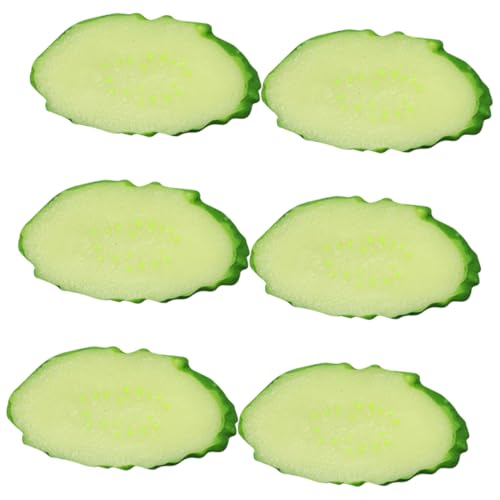 Garneck 6pcs Artificial Lifelike Cucumber Slices Decorative Vegetable Models for Home and Realistic Simulation Props for Photography and Table Decorations