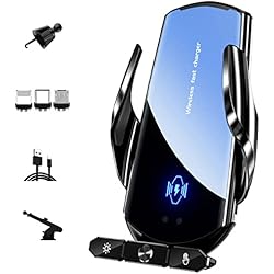 Soporte Inteligente Para Celular Soporte de teléfono inalámbrico para Cargador de Coche, 15W, Carga rápida, Soporte de teléfono Celular, Soporte de ventilación de Aire Inteligente, Carga inalámbrica, Carga de Cabeza magnética(Negro)