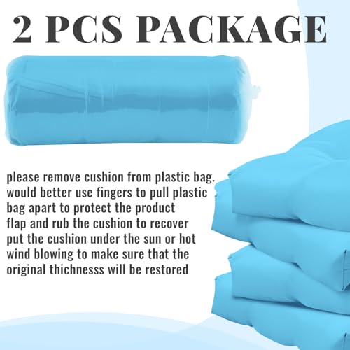 Image of Geelin 2 Pcs Outdoor Patio Chair Cushion Thick High Back Adirondack Chair Cushion Tufted Weather & Fade Resistant Anti-Slip Outside Rocking Chairs Pads with Ties 44 x 19 x 4 Inch (Light Blue)