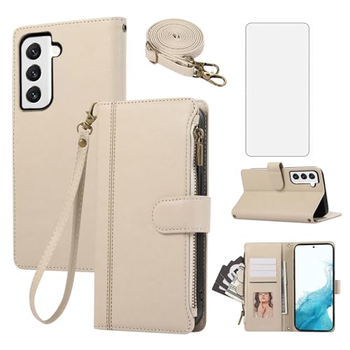 Housse Samsung Galaxy S22 5G porte-carte avec fermeture éclair et protection écran