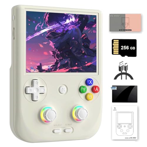 NULA RG406V Retro Handheld Spielkonsole, mit 256G TF-Karte / 9000+ Spiele Android 13 Unisoc T820-Prozessor, 4-Zoll-IPS-Touchscreen Arcade Videospielkonsolen, Unterstützt 5G WiFi Bluetooth