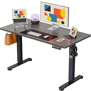 ErGear Standing Desk, 44 x 24 Inch Small Sit Stand up Desk, Height Adjustable Electric Standing Desk with 4 Memory Setting Computer Home Office Desk with Splice Board (Grey)