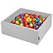 Produktbild KiddyMoon Bällebad 90X30cm/200 Bälle  7Cm Bällepool Mit Bunten Bällen Für Babys Kinder Quadrat, Hellgrau:Gelb/Grün/Rot/Orange