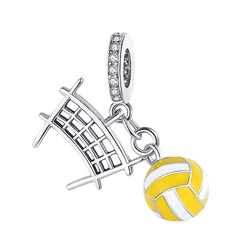 BEEUVIP Pallavolo e penzola a rete Charm per bracciali, ciondoli in argento 925, perline per collane, per la festa della mamma, compleanno, regalo di Natale