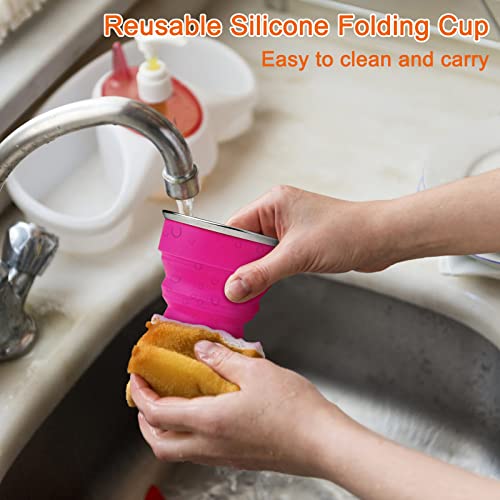 Silicone Collapsible Travel Cup, 4 Pack Collapsible Silicone Cup With Lid, Expandable Drinking Cup Set, Reusable Mug For Camping, Hiking, Travel #TOP6