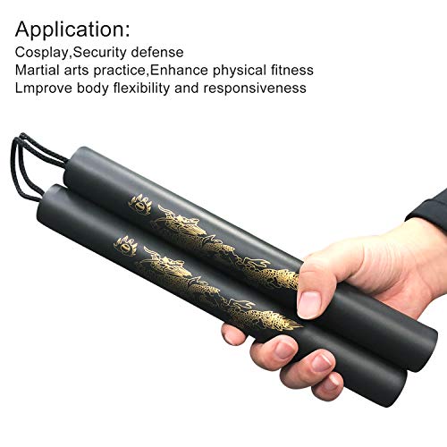 zalani Nunchucks Nunchakus-Foam Safe Rubber Martial Arts Nunchakus for Kids/Beginner Practice(Black-2 Pack)