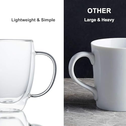 Image of ANKUL Heat Resistant Double Wall Glass Coffee Mugs Clear Insulated Coffee Glass, Cappuccino Cups, Latte Cups, Beverage Glasses (350 ML Cup, 6)